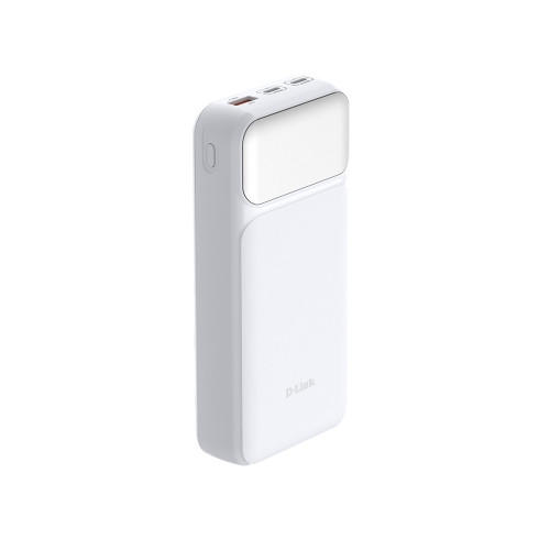 Акумулятор портативний літій-іонний Power Bank D-Link 20000мА*год, 65Вт PD 3.0, QC 3.0, 2xUSB-C, 1xUSB-A з дисплеєм, білий
