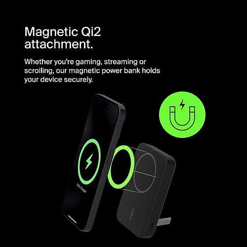 Акумулятор портативний літій-іонний Power Bank Belkin 8000мА·год, 15Вт, Magnetic Qi2, чорний