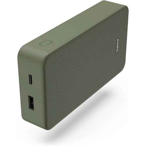 Акумулятор портативний літій-іонний Power Bank Hama 20000 мА·год, USB-C/USB-A, green
