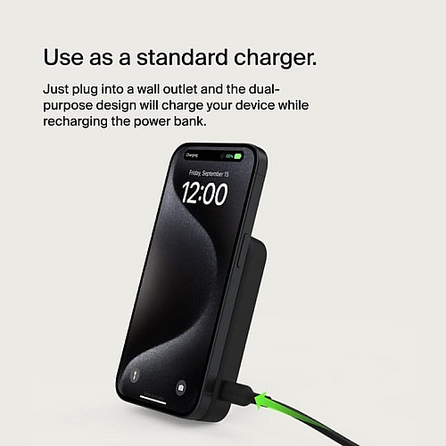 Акумулятор портативний літій-іонний Power Bank Belkin 8000мА·год, 15Вт, Magnetic Qi2, чорний