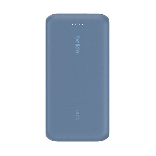 Аккумулятор портативный литий-ионный Power Bank Belkin 20000мА·ч, 30Вт, с интегрированным кабелем USB-C, синий