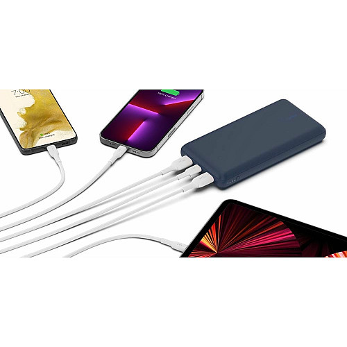 Аккумулятор портативный литий-ионный Power Bank Belkin 20000мА·ч, 15Вт, 2хUSB-A/USB-C, голубой