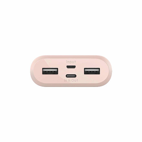 Акумулятор портативний літій-іонний Power Bank Belkin 10000мА·год, 15Вт, 2хUSB-A/USB-C, рожевий