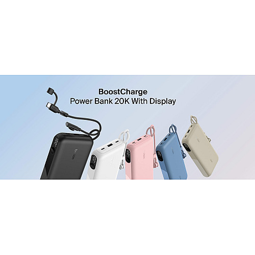 Акумулятор портативний літій-іонний Power Bank Belkin 20000мА·год, 20Вт, з дисплеєм, синій