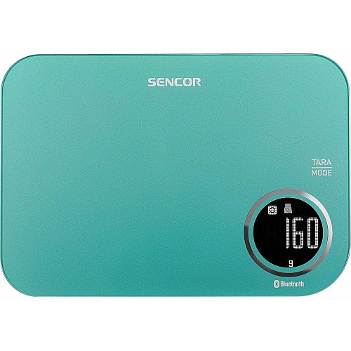 Весы Sencor кухонные, 5кг, подключение к смартфону, AAAx2, пластик, зеленый