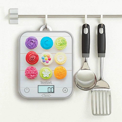 Весы Tefal кухонные Optiss Cake Pops, 5кг, AAAx2 в комплекте, стекло, разноцветные