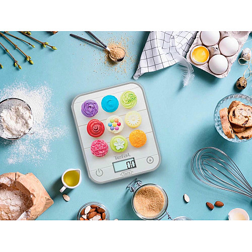 Весы Tefal кухонные Optiss Cake Pops, 5кг, AAAx2 в комплекте, стекло, разноцветные