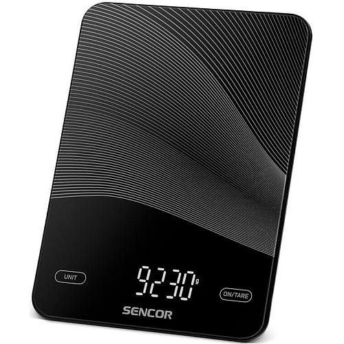 Весы кухонные Sencor, 10кг, аккумулятор 250mAh, USB-C, смысл. упр., стекло, черный
