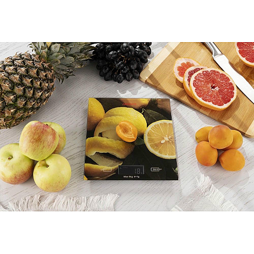 Весы ARDESTO кухонные Lemon, 5кг, AAAx2 в комплекте, стекло, многоцветный