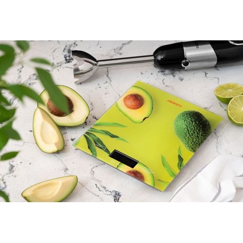 Ваги ARDESTO кухонні Avocado, 5кг, AAAx2 в комплекті, скло, багатокольоровий