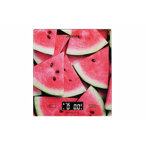 Ваги ARDESTO кухонні Wаtermelon, 5кг, AAAx2 в комплекті, скло, багатокольоровий