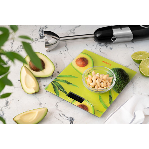 Ваги ARDESTO кухонні Avocado, 5кг, AAAx2 в комплекті, скло, багатокольоровий