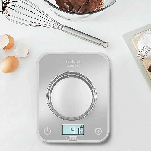 Ваги Tefal кухонні Optiss, 5кг, AAAx2 в комплекті, скло, срібло