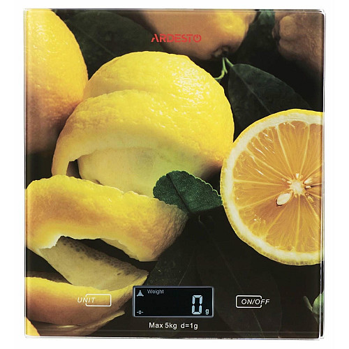 Весы ARDESTO кухонные Lemon, 5кг, AAAx2 в комплекте, стекло, многоцветный