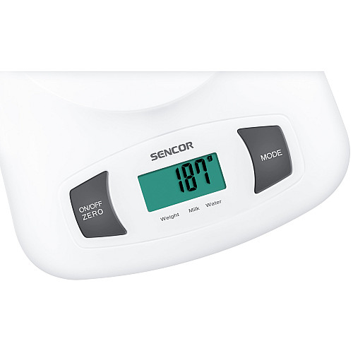 Весы Sencor кухонные с чашей, 5кг, CR2032x1 в комплекте, пластик, белый
