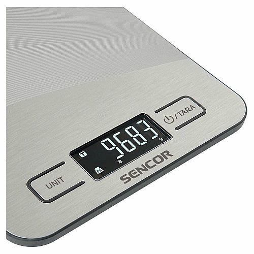 Весы Sencor кухонные, 10кг, подключение к смартфону, AAAx2, серый