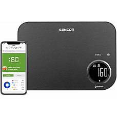 Ваги Sencor кухонні, 8кг, підключення до смартфону, AAAx2, пластик, чорний