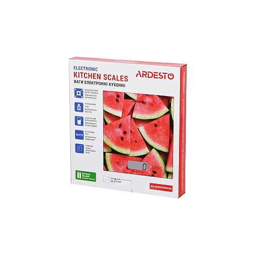 Ваги ARDESTO кухонні Wаtermelon, 5кг, AAAx2 в комплекті, скло, багатокольоровий