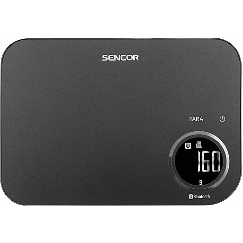 Ваги Sencor кухонні, 8кг, підключення до смартфону, AAAx2, пластик, чорний