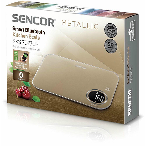 Ваги Sencor кухонні, 5кг, підключення до смартфону, AAAx2, пластик, бронзовий