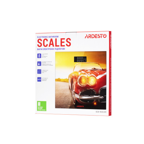 Ваги ARDESTO підлогові Car, 150кг, AAAx2 в комплекті, скло, багатокольорові