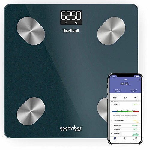 Весы Tefal напольные Smart, 180кг, Bluetooth, AAAx3 в комплекте, стекло, черный