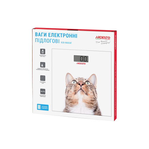 Ваги ARDESTO підлогові Cat, 150кг, AAAx2 в комплекті, скло, багатокольорові