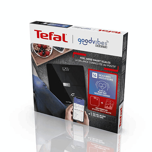 Весы Tefal напольные Body Fat Goodvibes Health, 180кг, 1х Li-ion, кабель USB в комплекте, стекло, черный