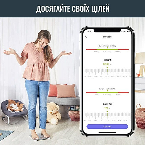 Весы Tefal напольные Goodvibes Life, 160кг, Bluetooth, AAAx3 в комплекте, стекло, серый