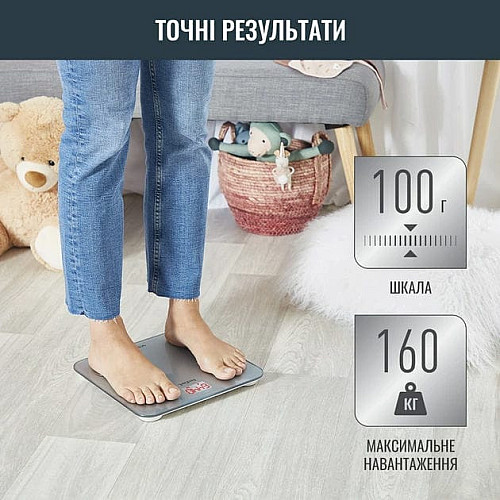 Весы Tefal напольные Goodvibes Life, 160кг, Bluetooth, AAAx3 в комплекте, стекло, серый