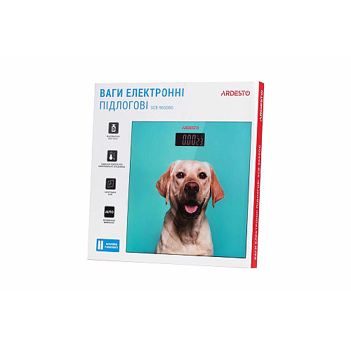 Весы ARDESTO напольные Dog, 150кг, AAAx2 в комплекте, стекло, многоцветные.