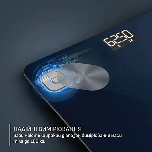 Ваги Tefal підлогові Goodvibes Life+, 180кг, Bluetooth, AAAx3 в комплекті, скло, синій