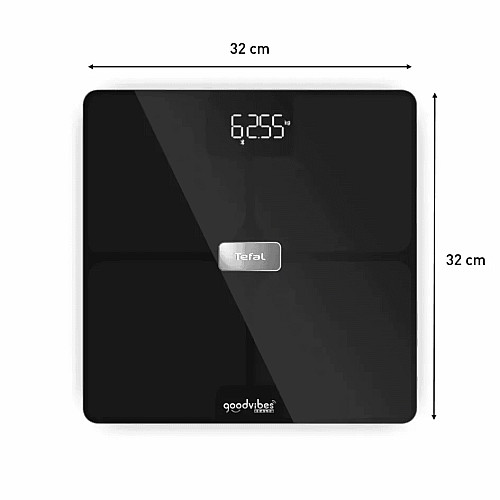 Весы Tefal напольные Body Fat Goodvibes Health, 180кг, 1х Li-ion, кабель USB в комплекте, стекло, черный