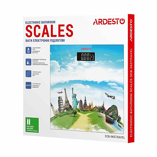 Ваги ARDESTO підлогові Travel, 150кг, AAAx2 в комплекті, скло, багатокольорові