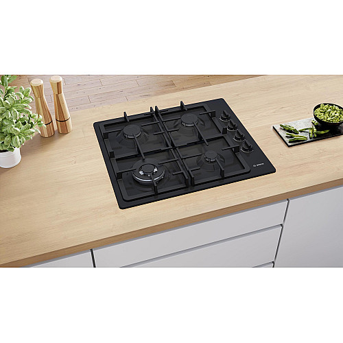 Варильна поверхня Bosch газова, 60см, чавун, WOK,чорний