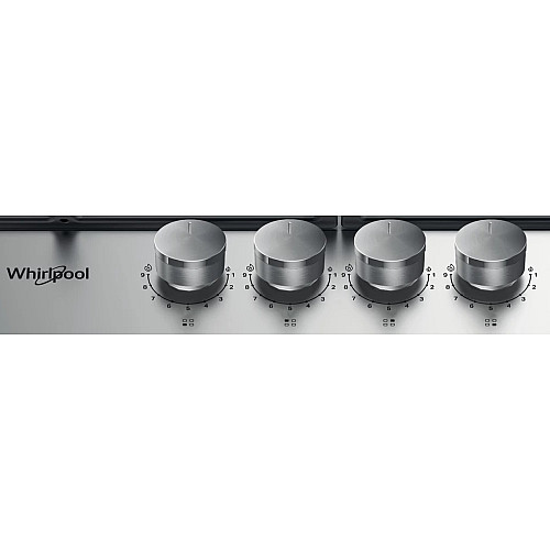 Варочная поверхность Whirlpool газовая, 60см, чугун, конфорка с двойным рядом пламени, нерж.