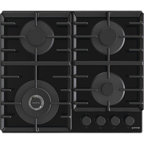 Варильна поверхня Gorenje газова на склі, 60см, чавун, чорний