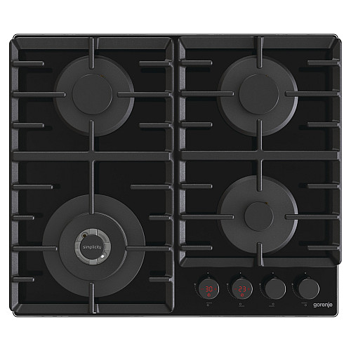 Варочная поверхность Gorenje газовая на стекле, 60см, чугун, черный