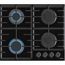 Варильна поверхня Gorenje газова на склі, 60см, чавун, чорний