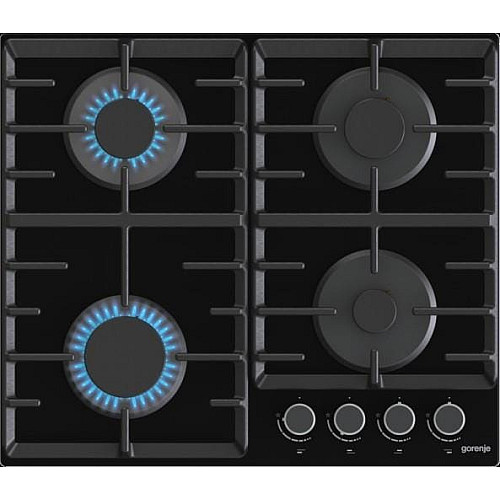 Варочная поверхность Gorenje газовая на стекле, 60см, чугун, черный