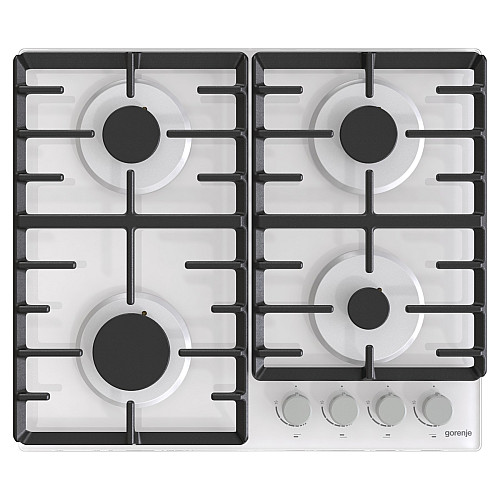 Варильна поверхня Gorenje газова на склі, 60см, чавун, білий