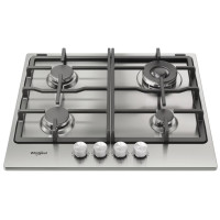 Варильна поверхня Whirlpool газова, 60см, чавун, конфорка з подвійним рядом полум'я, нерж