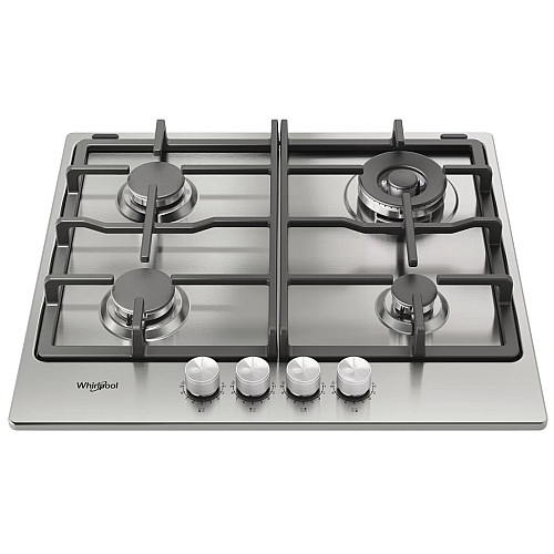 Варочная поверхность Whirlpool газовая, 60см, чугун, конфорка с двойным рядом пламени, нерж.