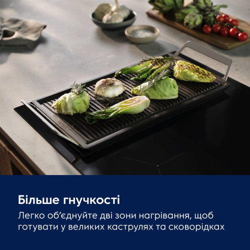 Варильна поверхня Electrolux індукційна, 60см, розширена зона, Hob2Hood, чорний матовий