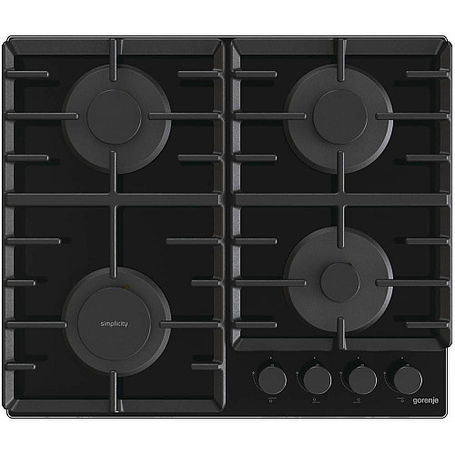 Варильна поверхня Gorenje газова на склі, 60см, чавун, чорний