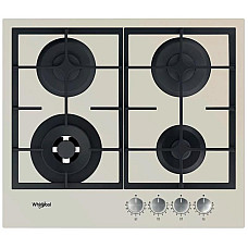 Варильна поверхня Whirlpool газова, 60см, чавун, конфорка з подвійним рядом полум'я, бежевий