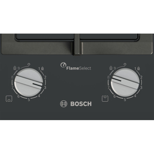 Варильна поверхня Bosch газова на склі, 30см, Доміно, чавун, чорний