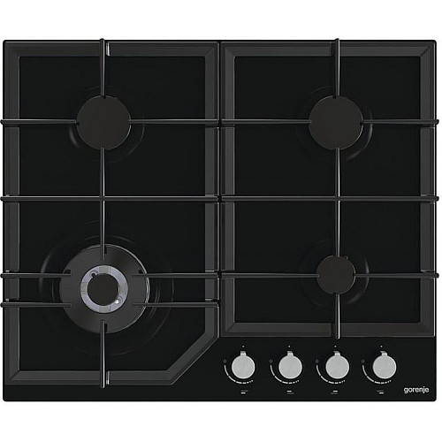 Варильна поверхня Gorenje газова на склі, 60см, чавун, чорний