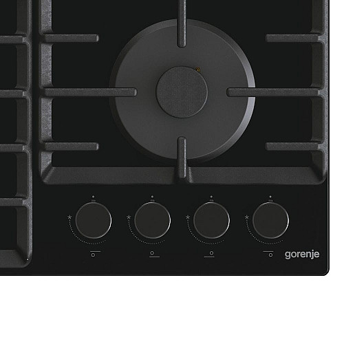 Варильна поверхня Gorenje газова на склі, 60см, чавун, чорний