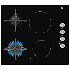 Варильна поверхня Electrolux комбінована (2 газ + 2 склокерам.), 60см, чавун, чорний